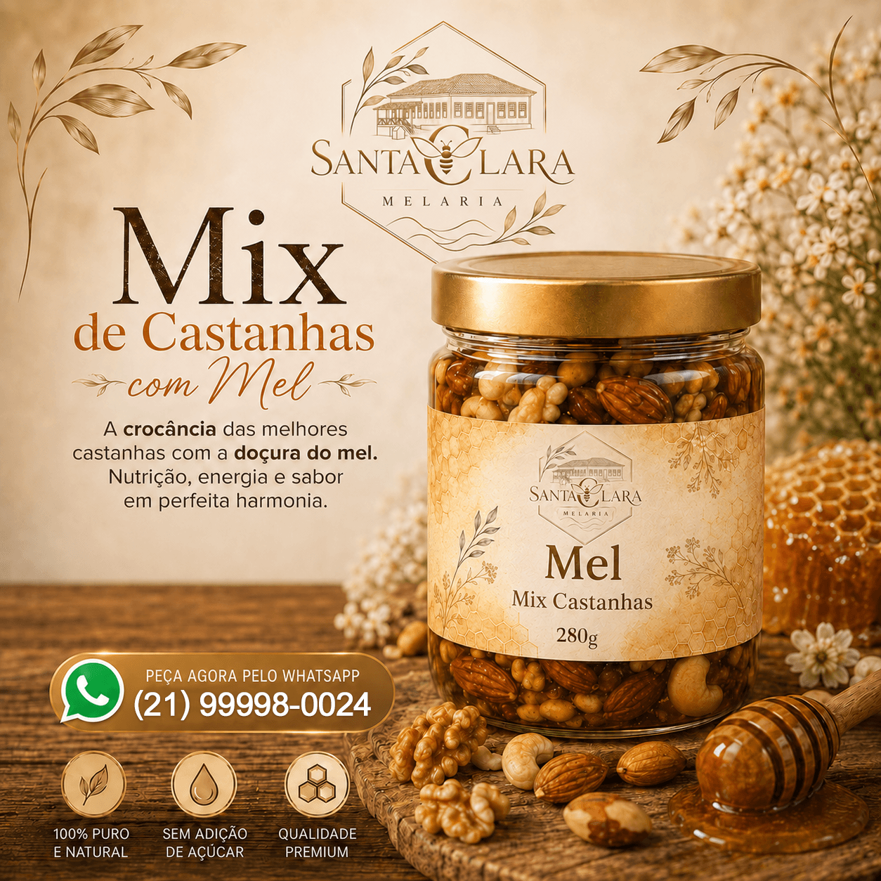 Pote Mel com Mix de Castanhas 280 g